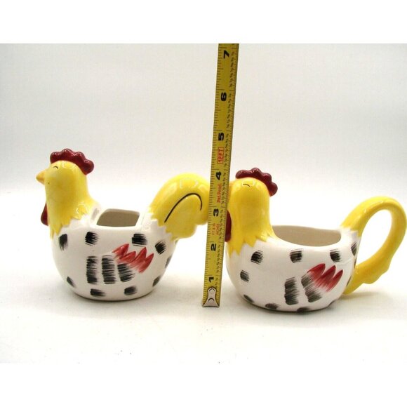 Vintage Chicken Rooster and Hen Cream and Sugar Bowl Set Chestnut Creek Ceramic - Picture 12 of 12